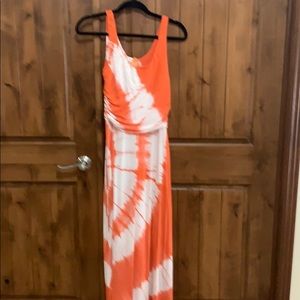 Orange and white maxi dress